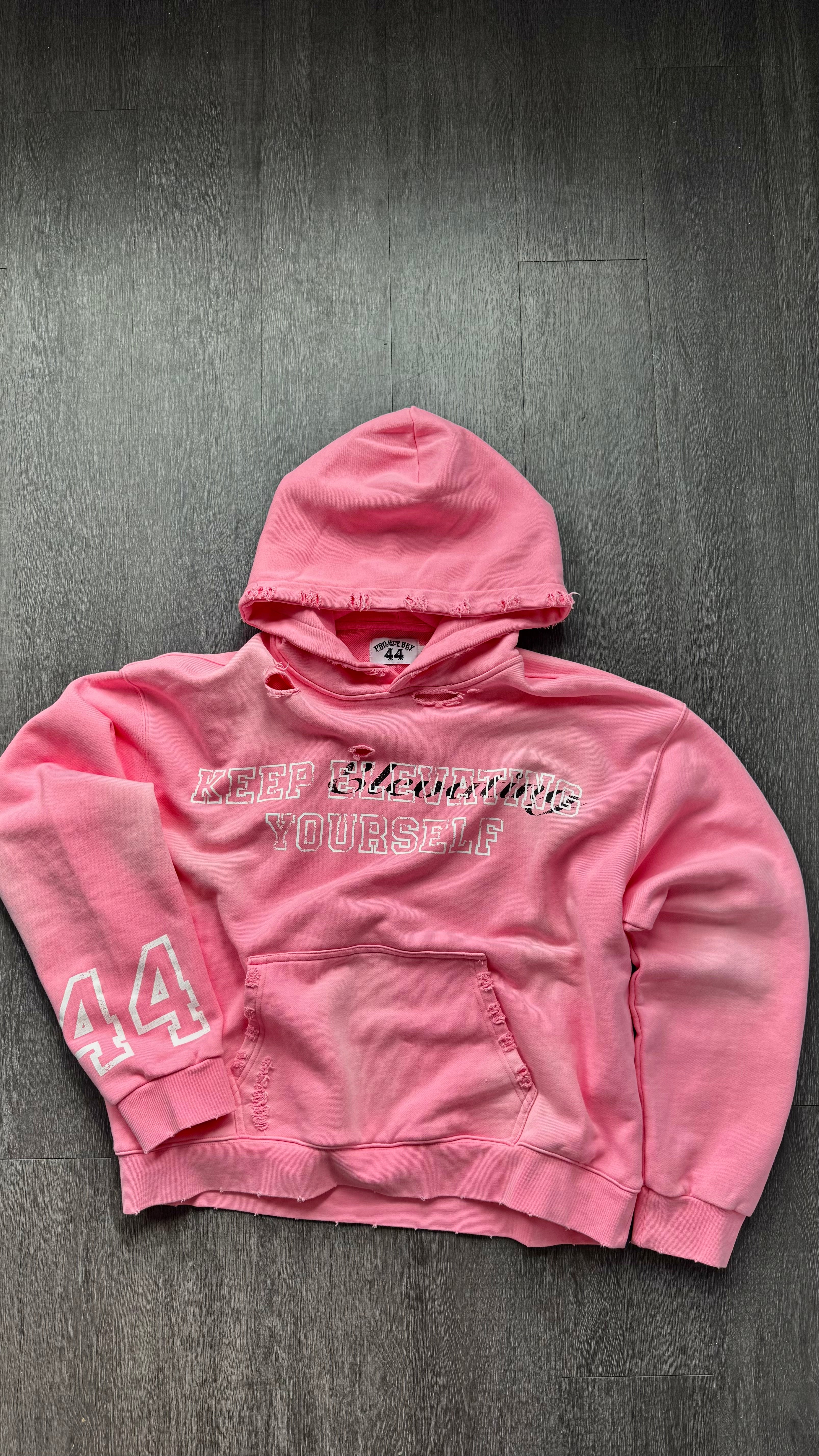 KEEP ELEVATING YOURSELF PINK HOODIE