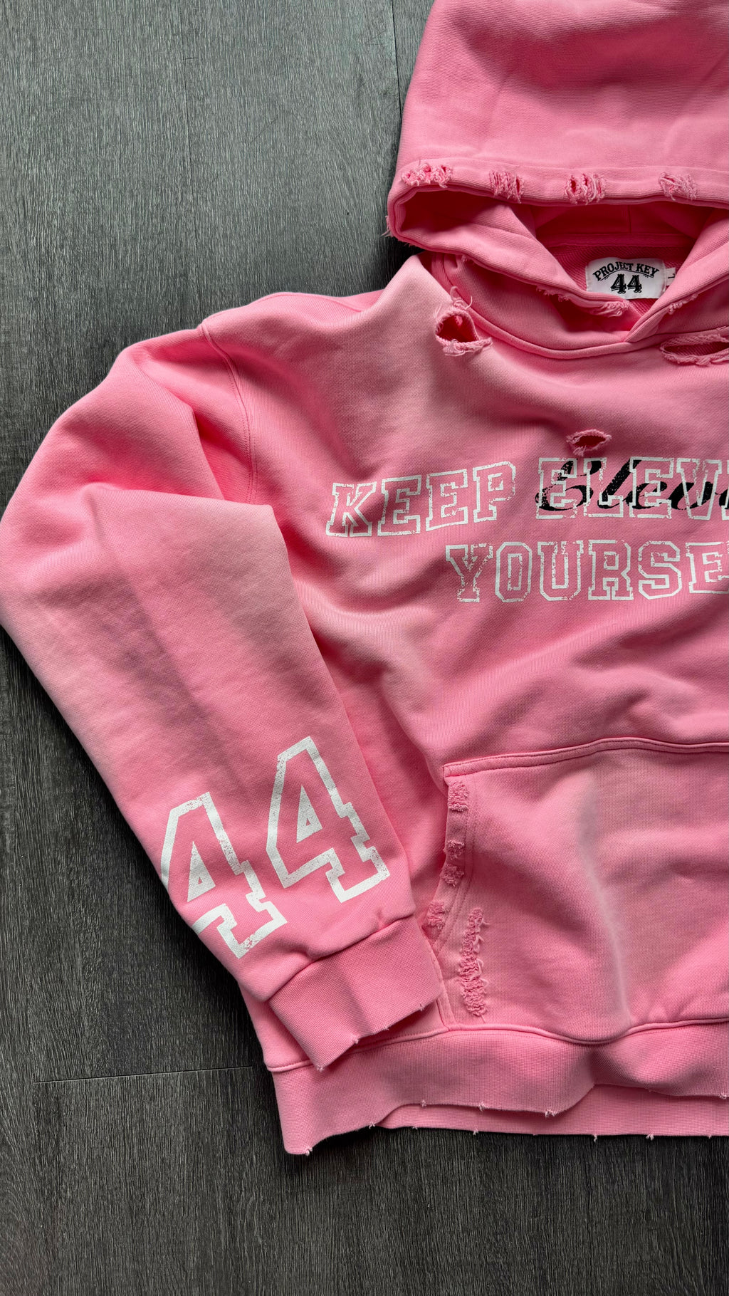 KEEP ELEVATING YOURSELF PINK HOODIE