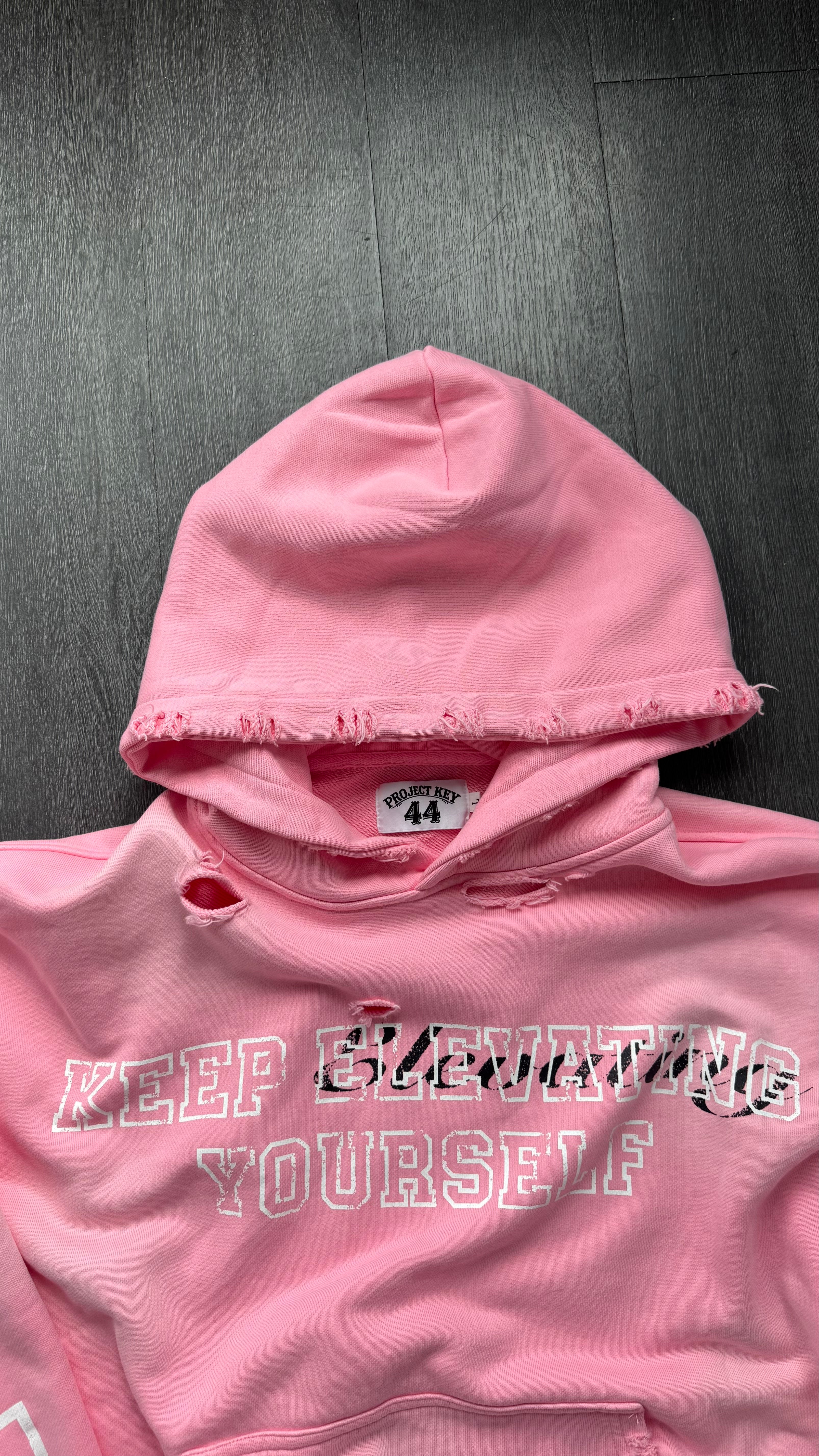 KEEP ELEVATING YOURSELF PINK HOODIE