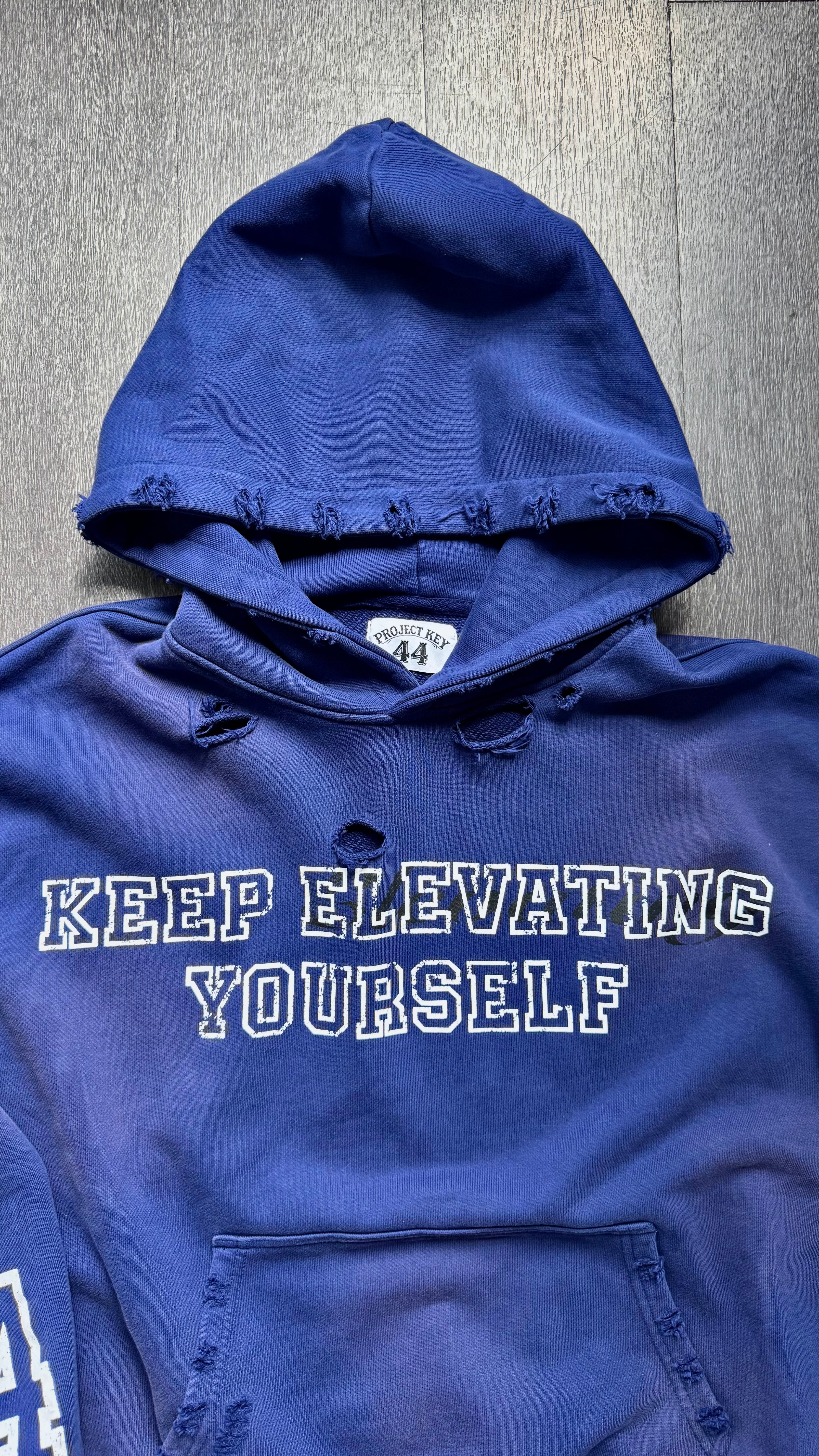 KEEP ELEVATING YOURSELF NAVY BLUE HOODIE