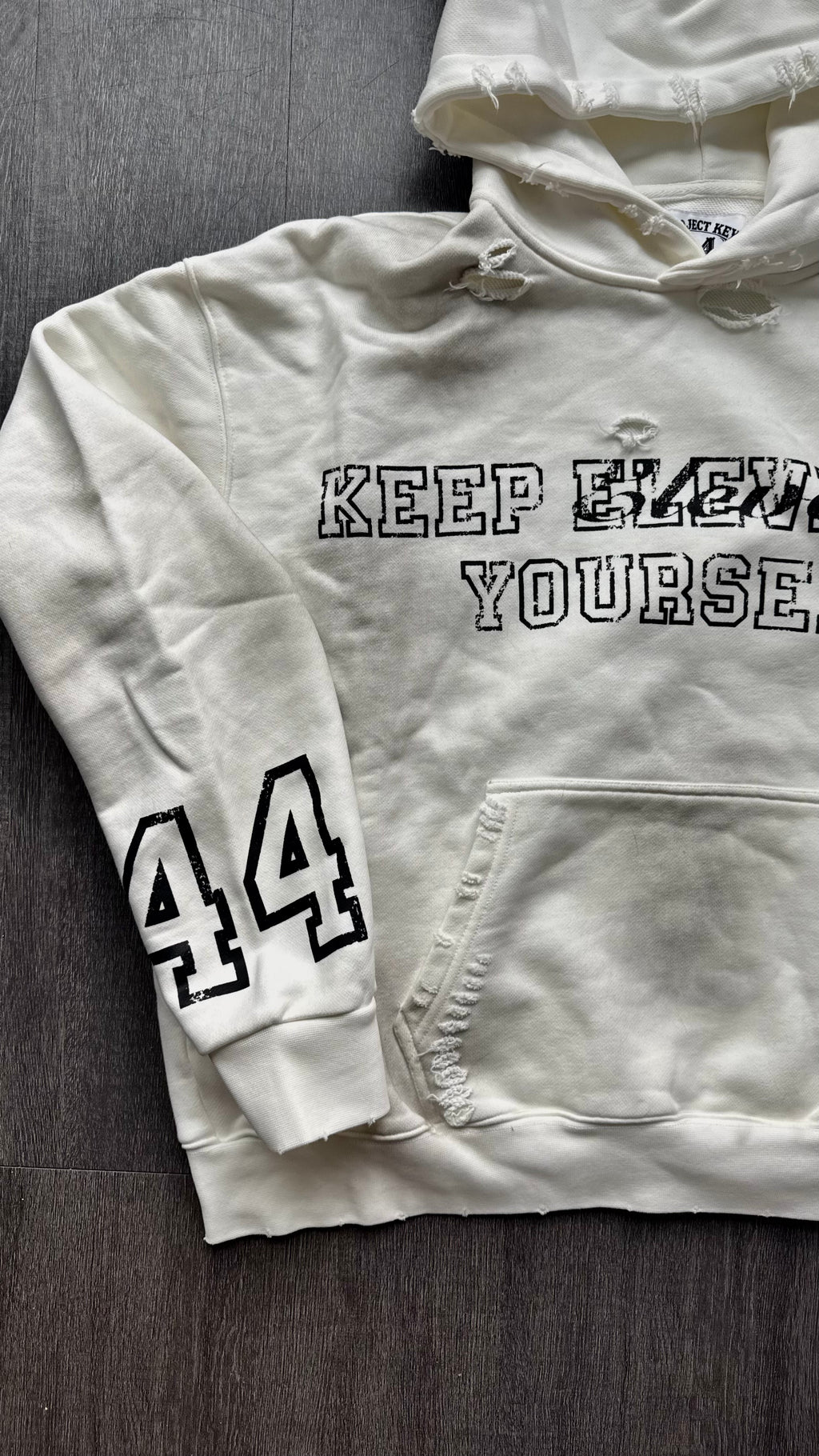 KEEP ELEVATING YOURSELF WHITE HOODIE